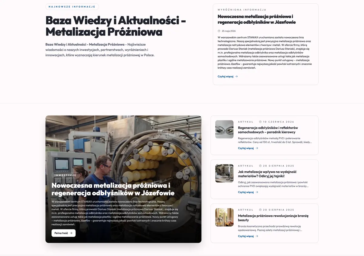 Staniax knowledge base — articles on vacuum metallization